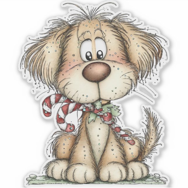 Sticker Adorable Whimsical Vintage Dog (Devant)