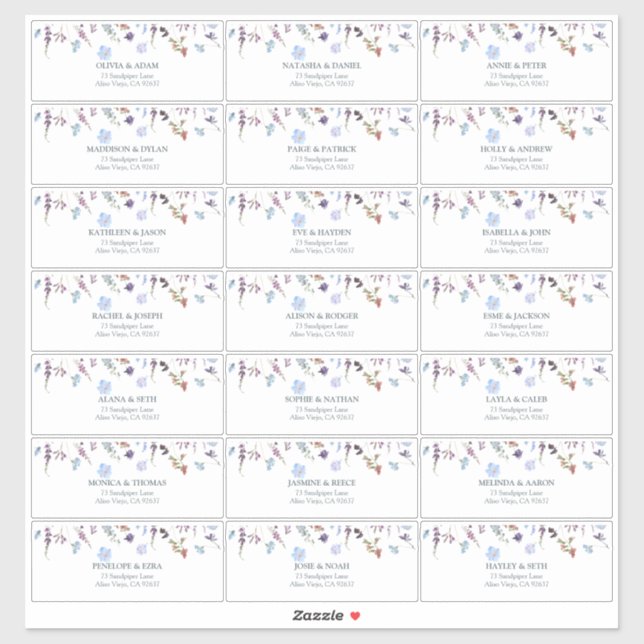 Sticker Adresse de l'invité à la réception de mariage Fleu (Feuille)