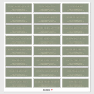 Sticker Adresse de mariage formel moderne vert sauge or