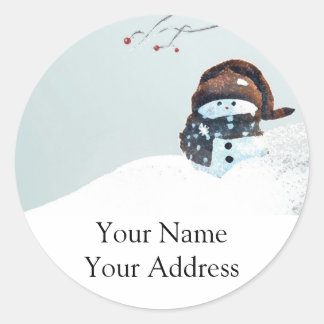 Sticker Adresse de retour de Snowman mignon