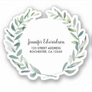 Sticker Adresse de retour des feuilles d'aquarelle rustiqu