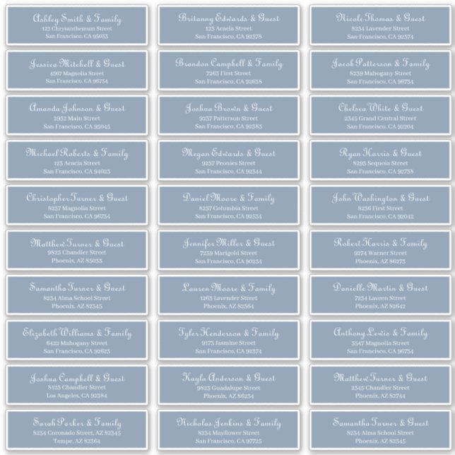 Sticker Adresse du Mariage de script classique simple (Devant)