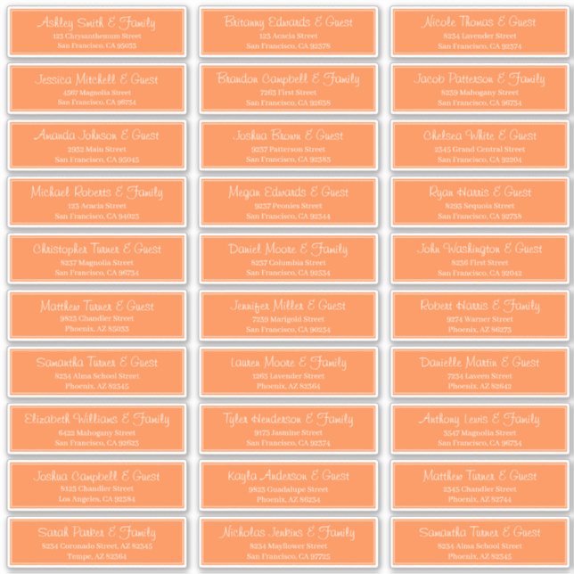 Sticker Adresse du Mariage de script moderne (Devant)