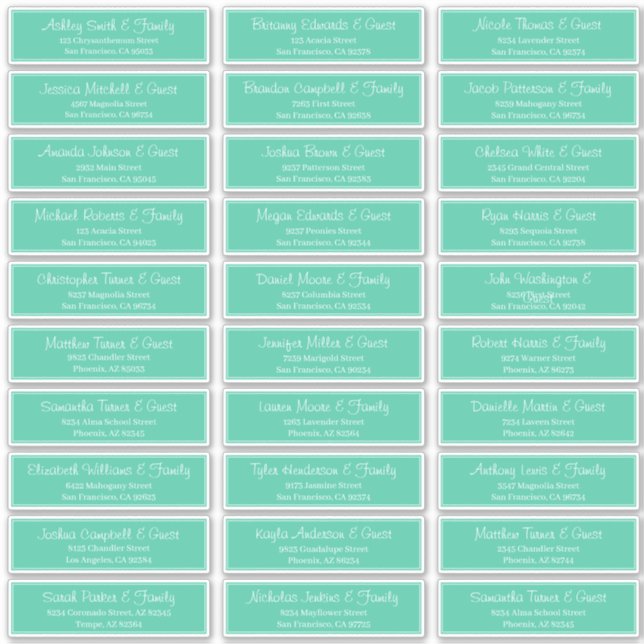 Sticker Adresse du Mariage de script moderne (Devant)