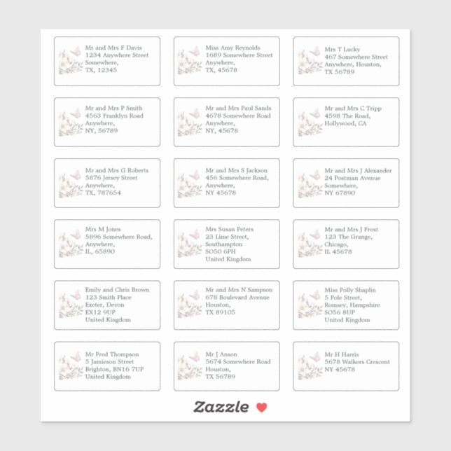 Sticker Adresses de nom d'invité de mariage individuel Mag (Feuille)