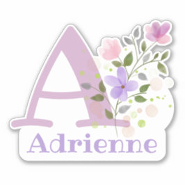 Sticker Adrienne et Initial avec Floral Design