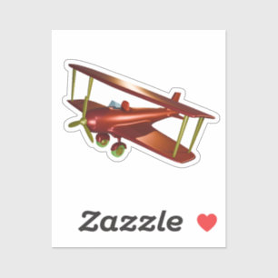 Sticker Aéronautique Rouge Bi-Plane Fun Aviation