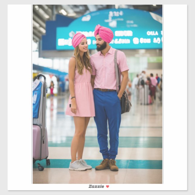Sticker "Aéroport romantique Adieu : Prince Turbane et êtr (Feuille)