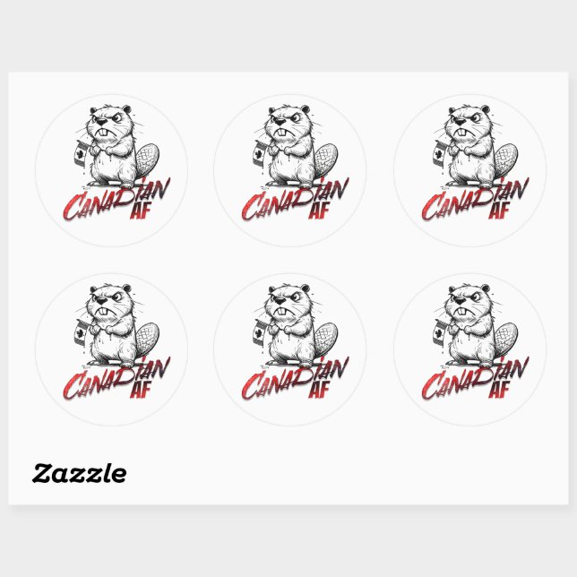 Sticker AF canadien de castor en colère (Feuille)