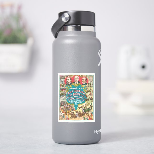 Sticker Affiche de cirque montrant de nombreuses scènes de (HydroFlask)
