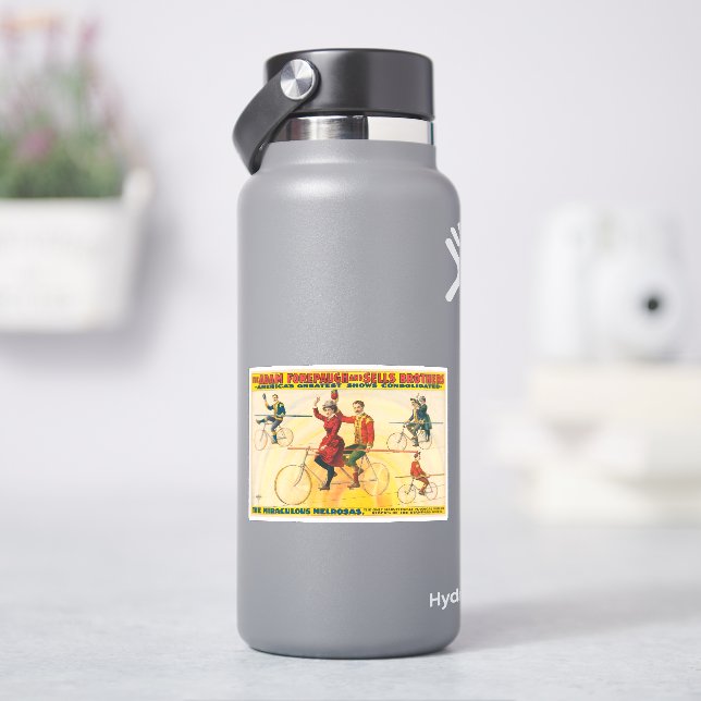 Sticker Affiche De Cirque Montrant Des Vélos Sur Tightrope (HydroFlask)