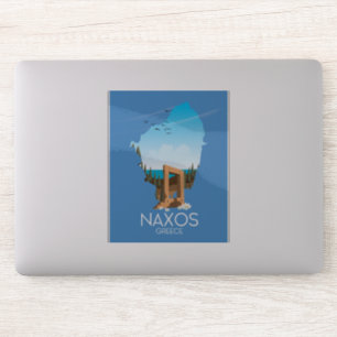 Sticker Affiche de voyage grecque carte de Naxos.