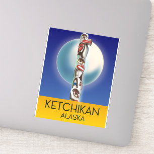 Sticker Affiche de voyage Ketchikan Alaska Totem Pole