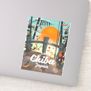 Sticker Affiche de voyage vintage de Chiba Japon impressio