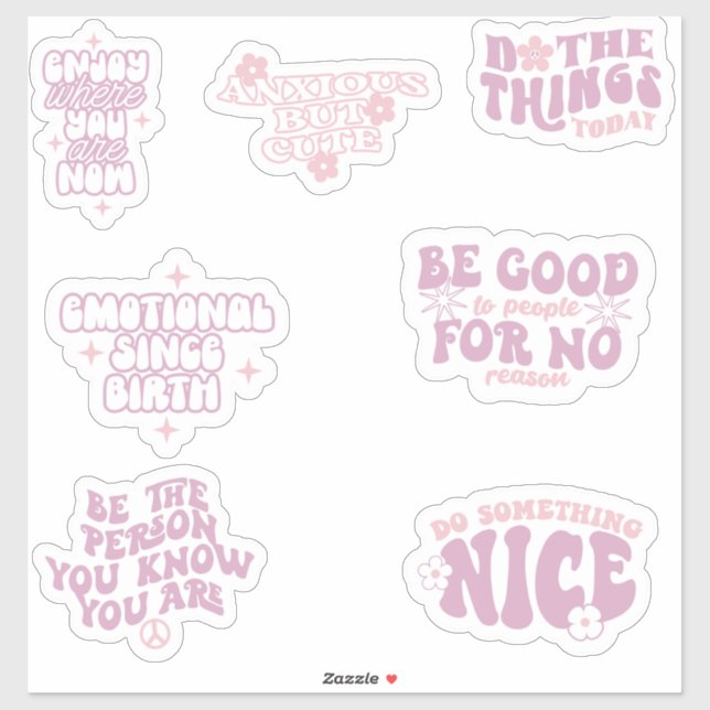 Sticker affirmation positive tendance esthétique rétro (Feuille)
