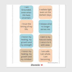 Sticker Affirmations Positives Quotidiennes - 8 Autocollan