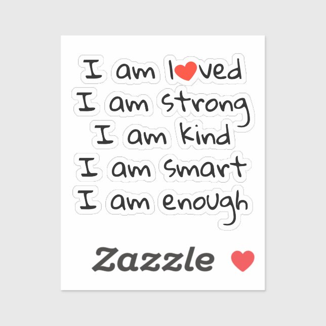 Sticker Affirmations Typographie cardiaque Rouge Noir (Feuille)