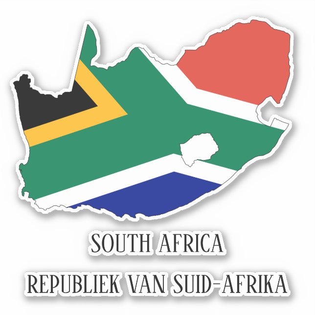 Sticker Afrique du Sud - Carte du drapeau patriotique (Devant)