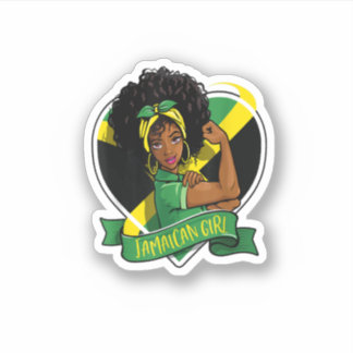 Sticker Afro Hair Jamaïcaine Flag Femmes Black Melanin