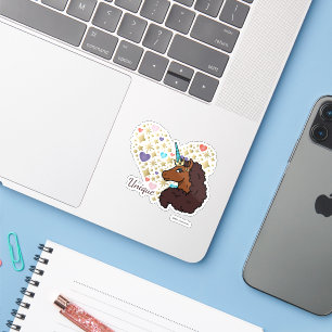 Sticker Afro Unicorn Design cardiaque unique