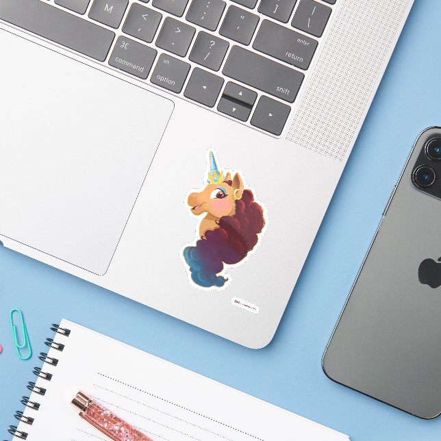 Sticker Afro Unicorn | Divine la licorne (Ordinateur portable avec iPhone)