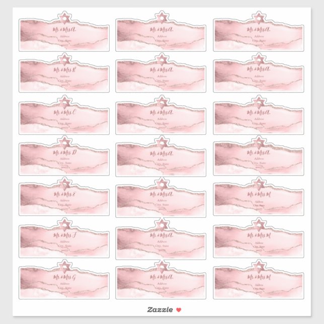 Sticker Agate d'aquarelle transparente Adresse client tran (Feuille)
