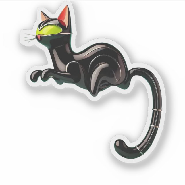 Sticker Âge atomique Futuriste de l'espace Chat noir (Devant)