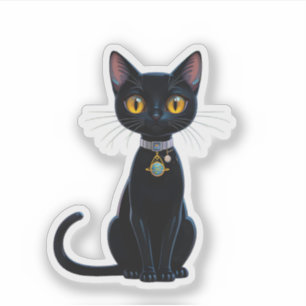 Sticker Âge atomique futuriste de l'espace Chat noir cosmi