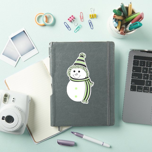Sticker Agender Pride Snowman Snowperson Drapeau vert (Couverture iPad)