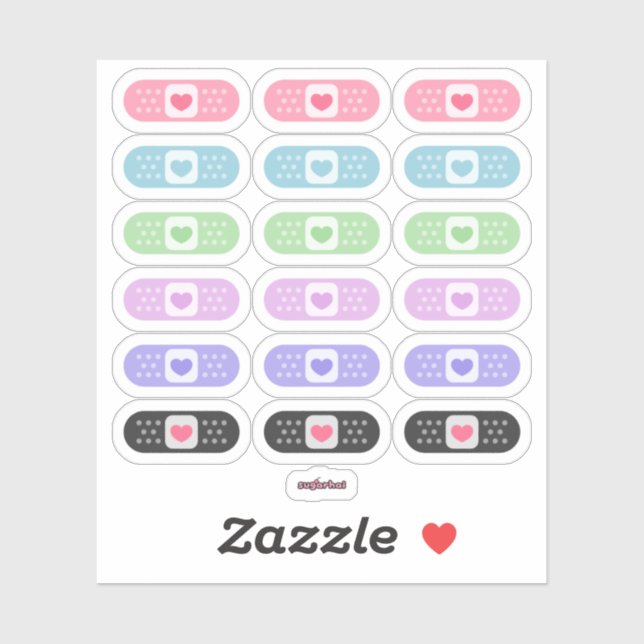 Sticker Aide de bande Kawaii Pastel (Feuille)