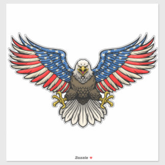 Sticker Aigle chauve peint drapeau américain Patriotique