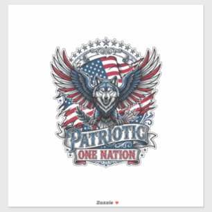 Sticker Aigle Patriotique Loup Hybride Animal Hybride Patr