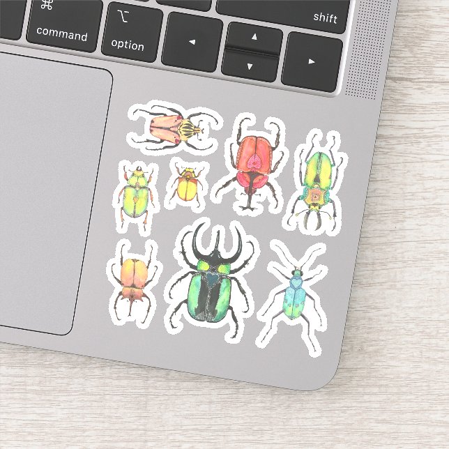 Sticker Aimer Bugs Aquarelle Beetles Set (Détail)