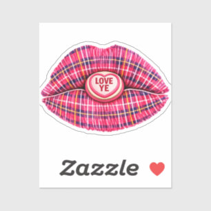 Sticker Aimez Ye Scottish Tartan Baiser les lèvres Écosse 