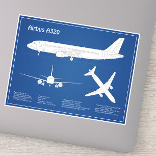 Sticker Airbus A320 - Plans de dessin de plan d'avion ABD
