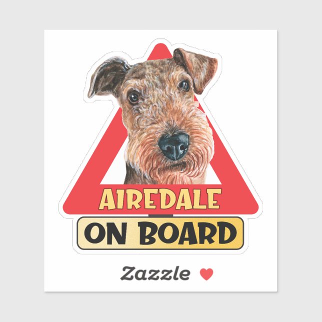 Sticker Airedale Terrier À Bord Chien Rouge (Feuille)