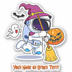 Sticker Ajouter le nom jote Astronaut Sorcier Citrouille d
