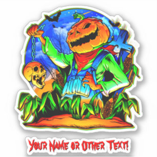 Sticker Ajouter le nom, le crâne de tête du Citrouille Mon