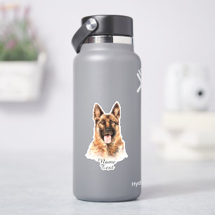 Sticker Ajouter le nom Texte, berger allemand peinture chi