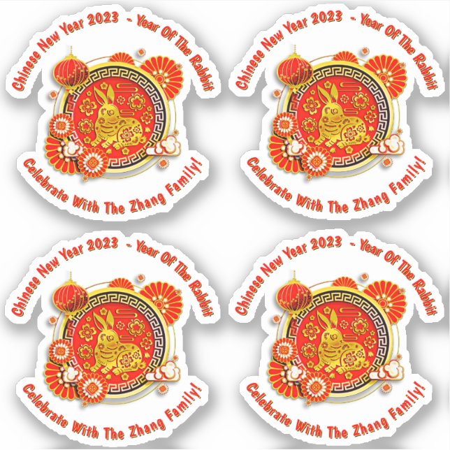 Sticker Ajouter le nom Texte Nouvel An chinois 2023 Année  (Devant)