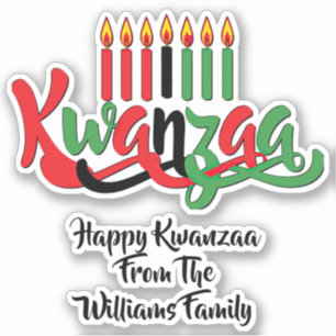 Sticker Ajouter Nom, Joyeux Kwanzaa, Sept Bougies Kiss Cut