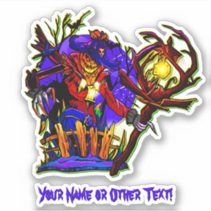 Sticker Ajouter un nom, Citrouille monstre Scarecrow avec
