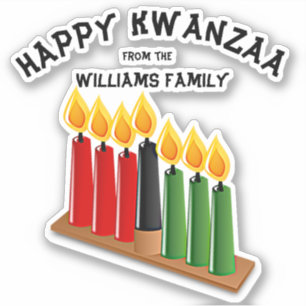 Sticker Ajouter un nom, Joyeux Kwanzaa Rouge Jaune Vert Bo