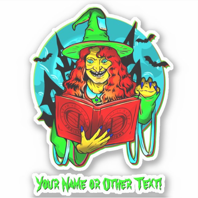 Sticker Ajouter un nom, Livre de signes divins de sorcière (Devant)