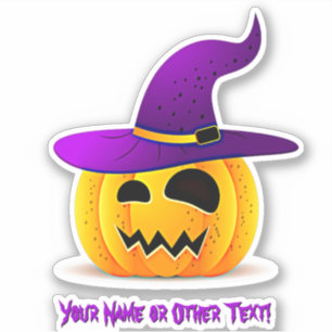 Sticker Ajouter un nom, mignon Citrouille de Halloween vio