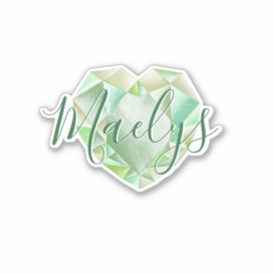 Sticker Ajouter un nom ou un monogramme Green Heart Diamon