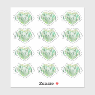 Sticker Ajouter un nom ou un monogramme Green Heart Diamon