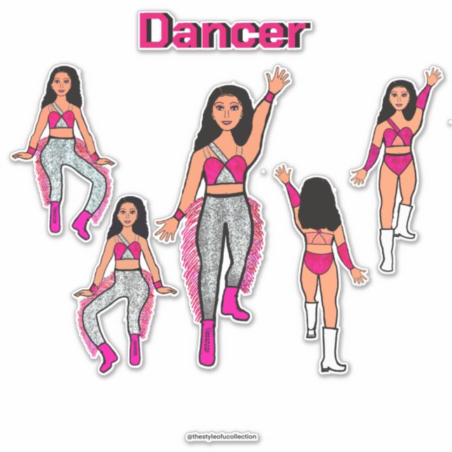 Sticker Ajouter un nom Pink Silver Dancer #2 (Devant)