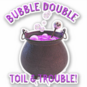 Sticker Ajouter un nom Texte, Double Trouble Witch Cauldro