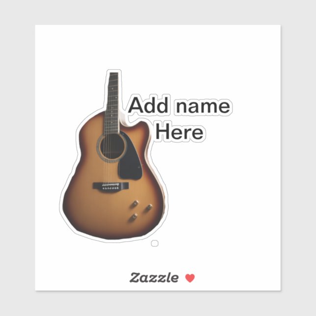 Sticker Ajouter votre nom texte brun acoustique guitare éd (Feuille)